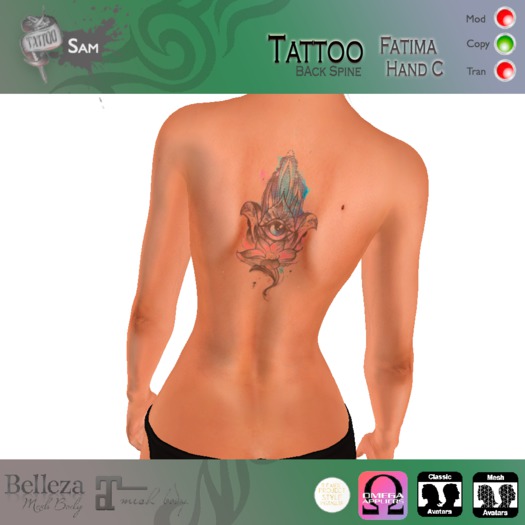 SAM TATTOOS FATIMA HAND COLOUR