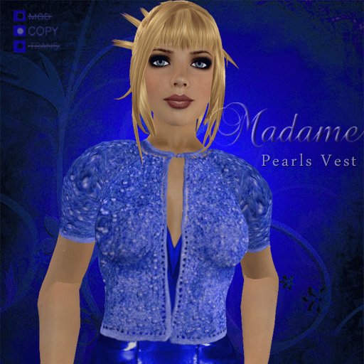 Madame Haute Couture - Pearls Vest, blue