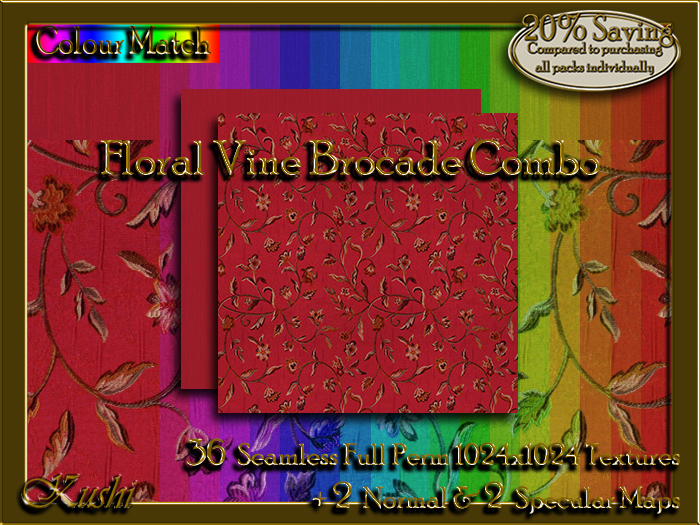 !Kushi! FloralVineBrocadeCOMBO Textures -WEAR TO UNPACK