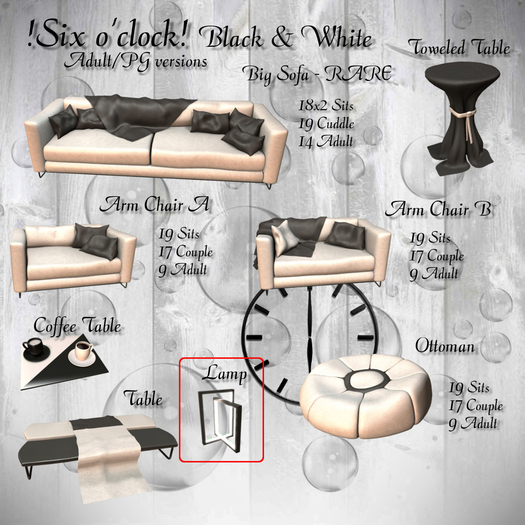 !six o'clock! B&W Lamp