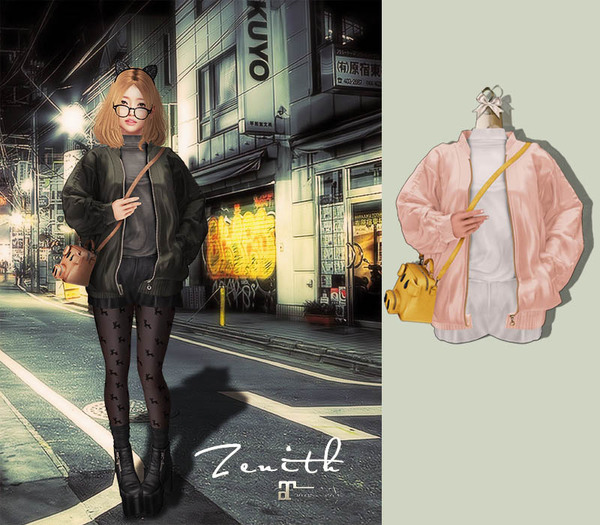 =Zenith=BomberJacket with piggyBag (Rose) -Maitreya