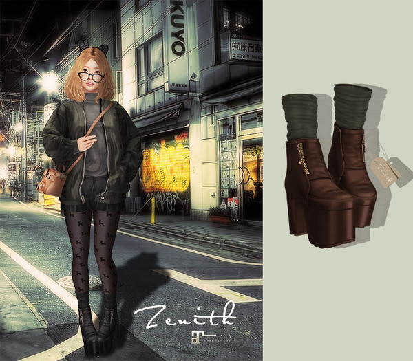 =Zenith=Platform Chunky Heels Shoes (Choco)