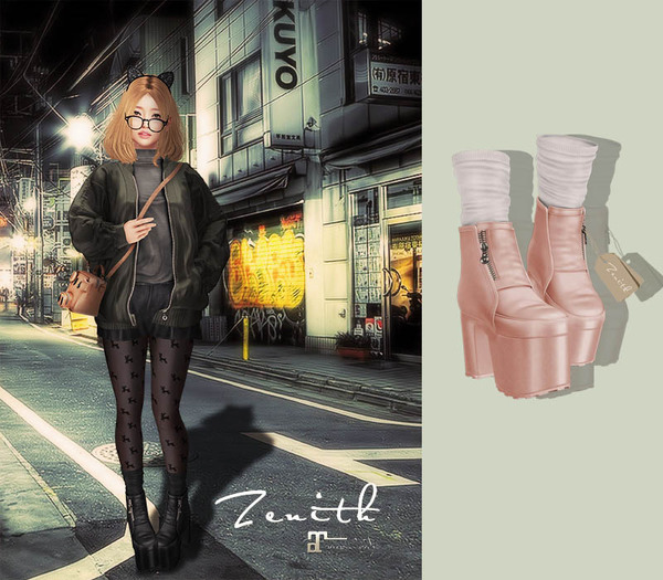 =Zenith=Platform Chunky Heels Shoes (Rose)