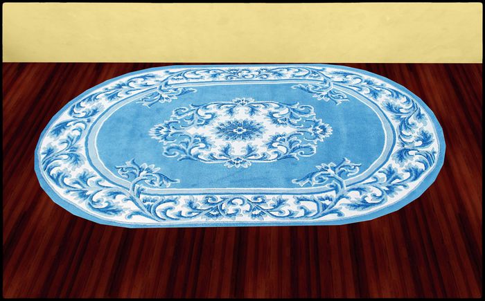{Q-Essentials} Sky Blue Aubusson Oval Rug