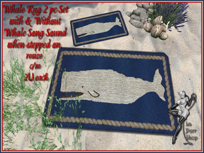 Whale Rug 2 pc Set w/Whale Song when Stepped on