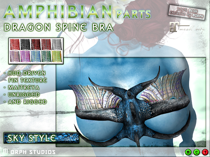 0o Morph Dragon Spine BRA (sky), Maitreya/ unrigged, HUD