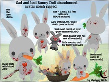 Sad bad bunny doll bloody avatar mesh rigged with accessories