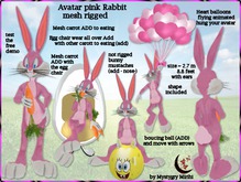 Avatar pink rabbit mesh rigged carrot boucing ball seat balloon