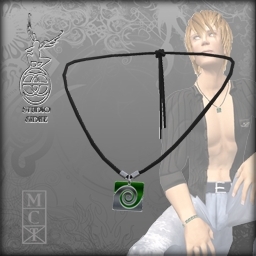 :+:SS:+: Mens Silver Surfy Wave Necklace [Green]