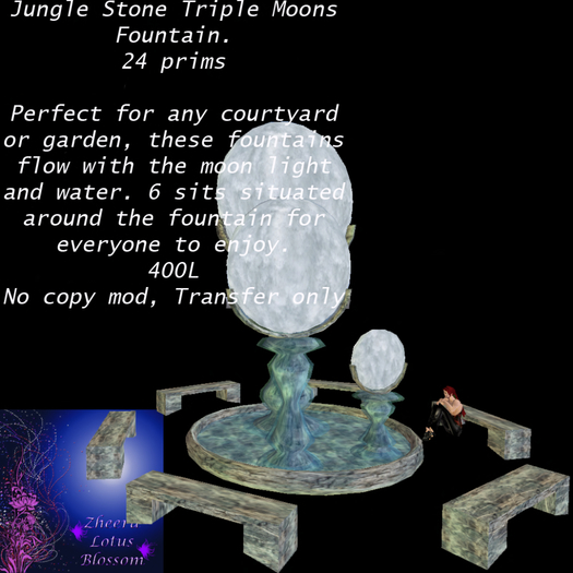 Jungle Rock Granite Triple Moons fountain