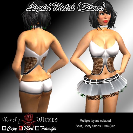 SSC Liquid Metal Silver Skirt Oufit