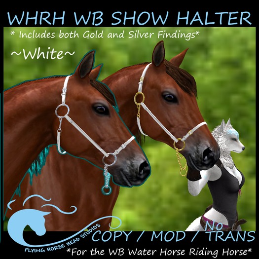 WH Riding Horse English WB Show Halter -White
