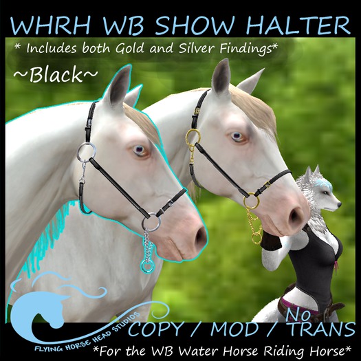 WH Riding Horse English WB Show Halter -Black