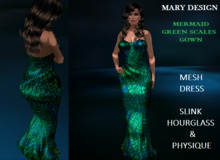 Second Life Marketplace - Mermaid Green Scale Gown - Fitted