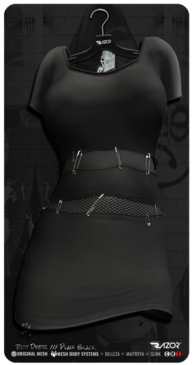 Razor/// Riot Dress - Plain Black