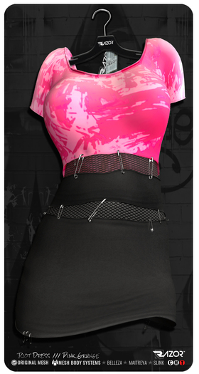 Razor/// Riot Dress - Pink Grunge