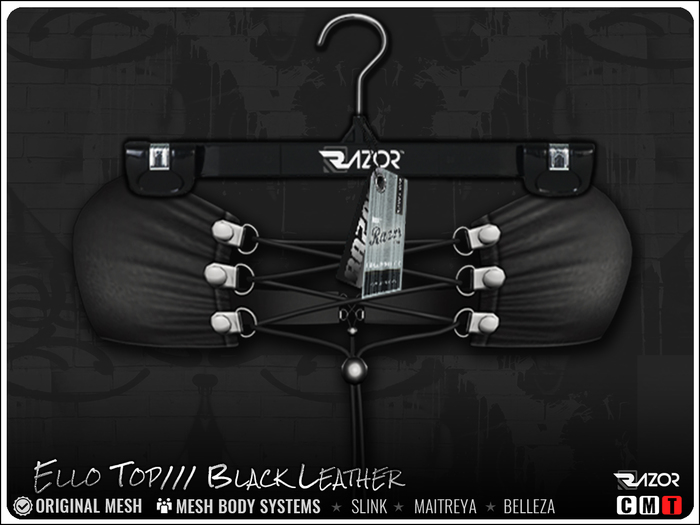 Razor/// Ello Top - Black Leather