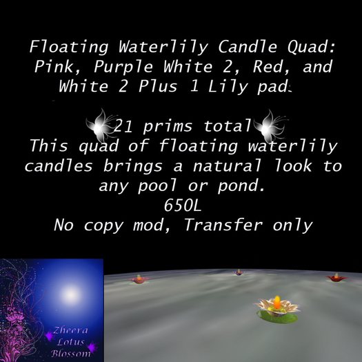 Waterlily Candle Quad Set 6