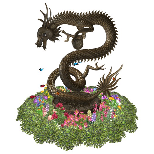 (LG) Yin Yang statue bronze with flowers 2 versions inside ( read description )