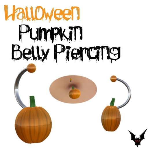 Half Evil Pumpkin Belly Piercing