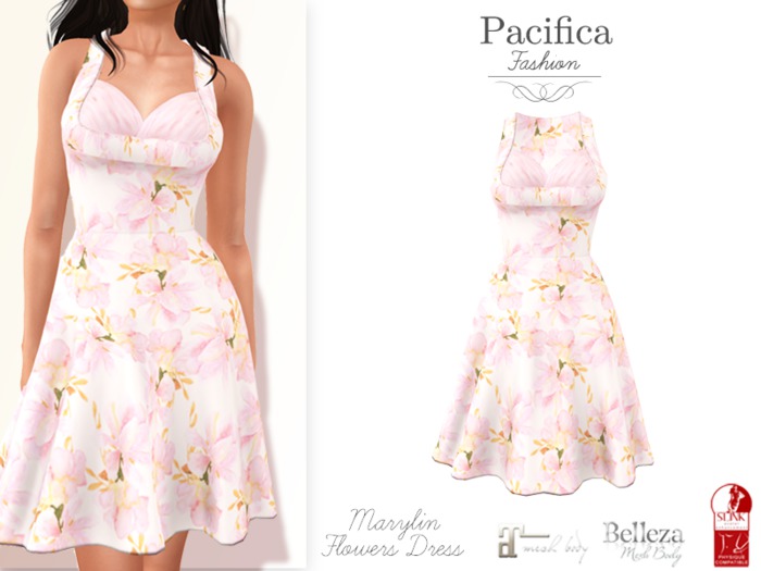 Pacifica Fashion - Marylin Flowers Dress (Belleza, Maitreya, Slink)