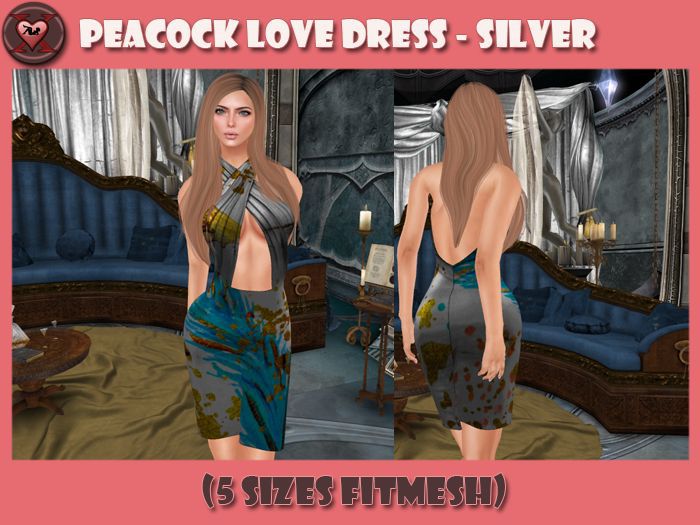 .:: X ::. Peacock Love Dress - Silver
