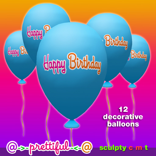 @~>~ PrettiFuL ~<~@ Sculpty Birthday Balloons [ Dozen Blue ]