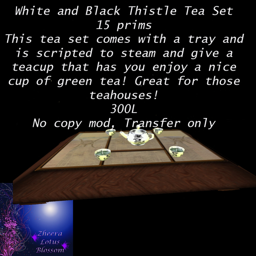 White and Black Thistle Tea Set