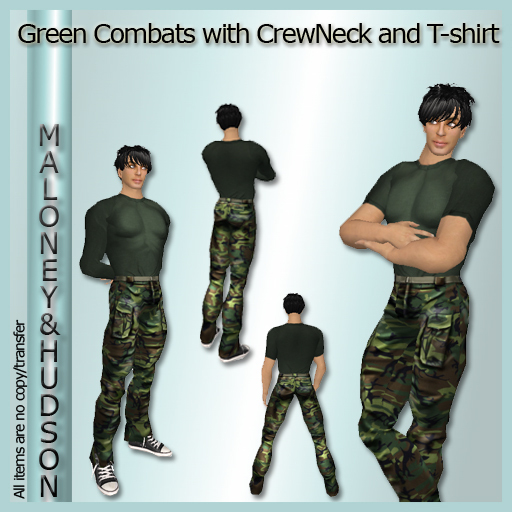 Mens Green Combats Crew Neck and Tshirt