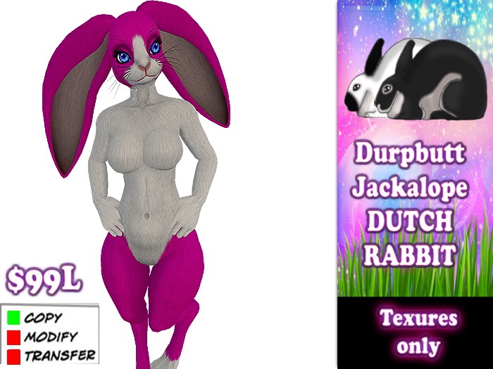 *DurpButt* Jackalope - Dutch Rabbit - Pink