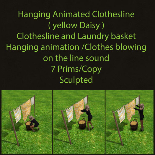 Second Life Marketplace - Hanging Animated Clothesline ( Yellow Daisy)