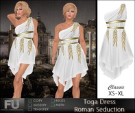 Toga Dress Roman Seduction Draped One Shoulder Wrap Dress with Gold Leaf * Classic Mesh XS-XL