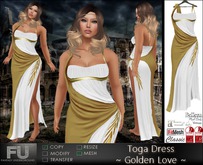 Toga Dress Golden Love * White w Gold Leaf Roman Goddess Toga * Slink Maitreya Belleza Fitmesh Classic Mesh