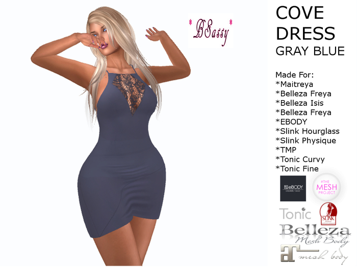 *BSASSY* COVE DRESS GRAY BLUE