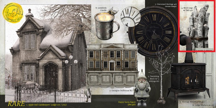 4. Apple Fall Birch Logs w/ Belt