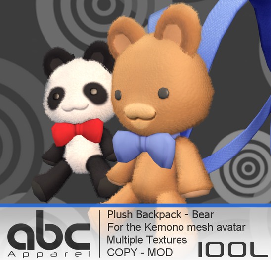 .::ABC::. Plush Backpack - Bear