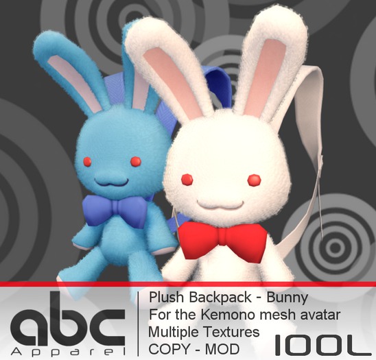 .::ABC::. Plush Backpack - Bunny