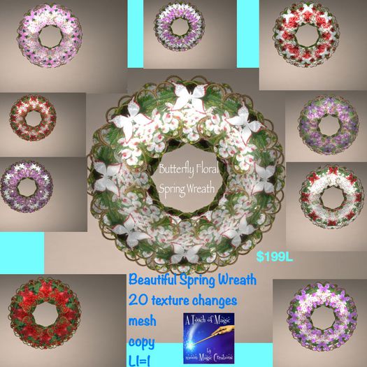 Beautiful Spring Texture Change wreath Butterfly Floral (bag)