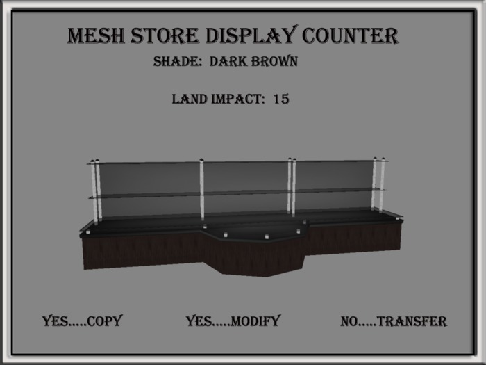 MESH STORE DISPLAY COUNTER WITH SHELVES (DARK BROWN)