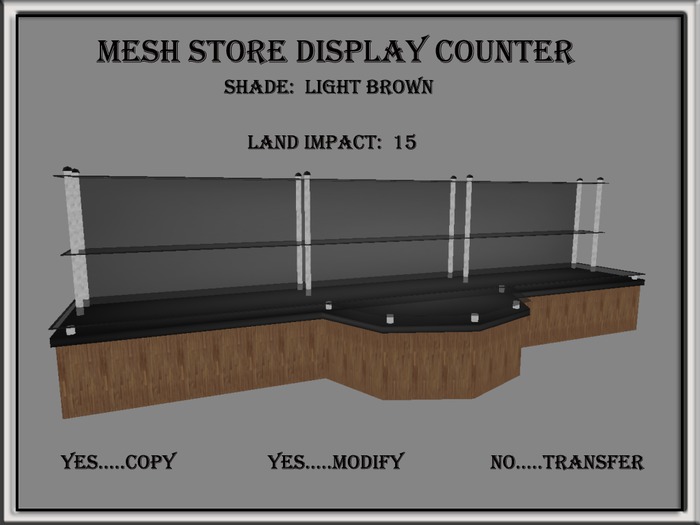 MESH STORE DISPLAY COUNTER WITH SHELVES (LIGHT BROWN)