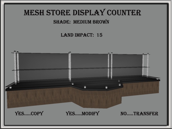 MESH STORE DISPLAY COUNTER WITH SHELVES (MEDIUM BROWN)