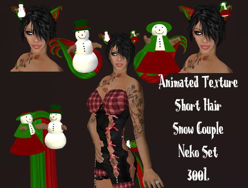 Fubar Animated Snow Couple Short Hair Neko Set