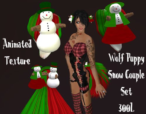 Fubar Animated Snow Couple Wolf Puppy Set
