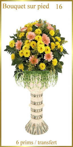Column yellow and peach flowers  / bouquet-sur-pied16