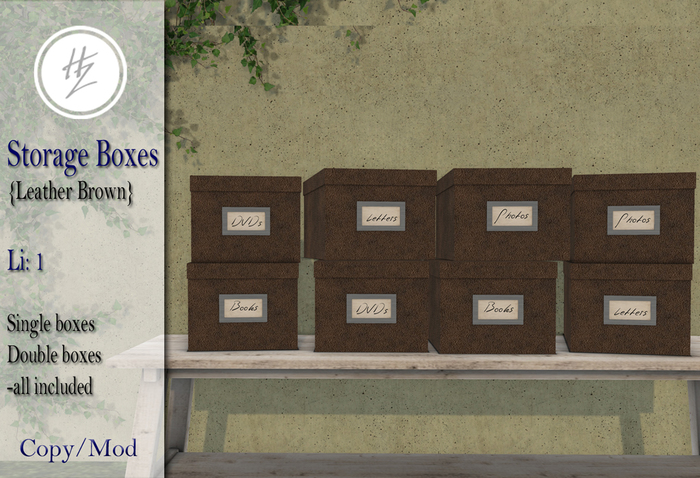 .::Hazeel::.Storage Boxes {Brown Leather}