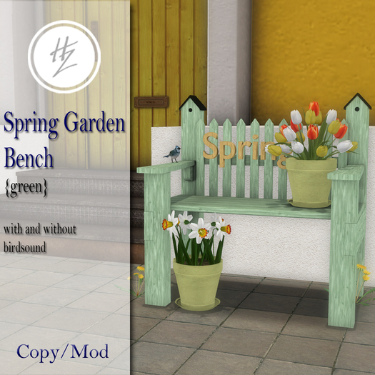 .::Hazeel::. Spring Garden Bench Decor {Green}