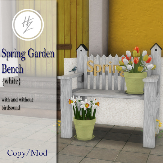 .::Hazeel::. Spring Garden Bench Decor {White}