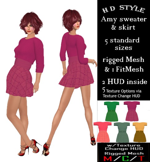 Amy Sweater & High Waist Skirt with Texture Change HUD