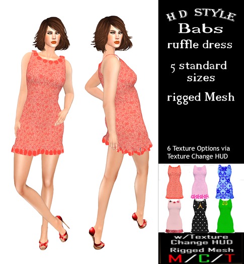 Babs ruffle dress with Texture Change HUD