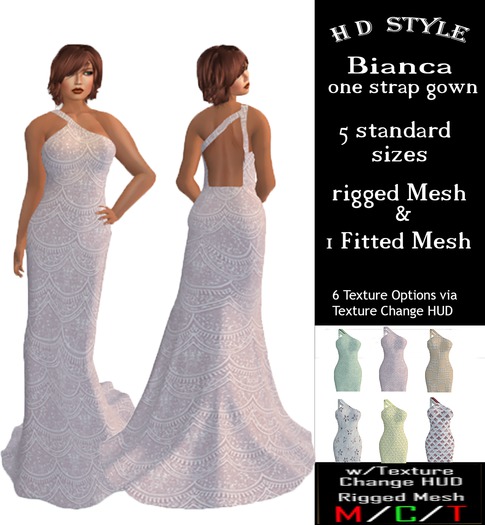 Bianca one strap gown with Texture Change HUD